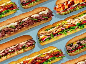 photo of a multiple subway sandwiches